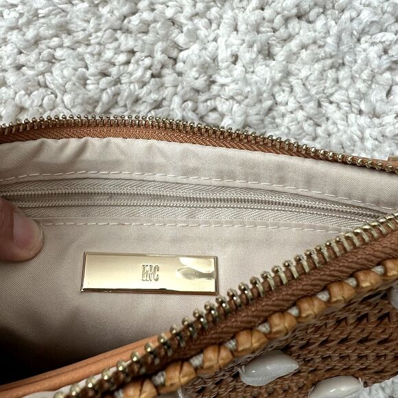 Woven Rattan Cowrie Shell Crossbody HandBag Wristlet with Handle Wicker CHIC - Picture 6 of 11